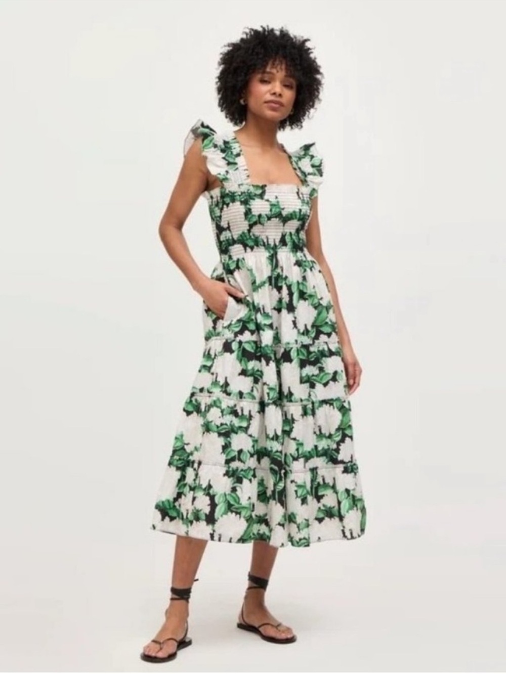 Hill House The Ellie Nap Dress Night Bloom Cotton Floral Midi Size Size XS